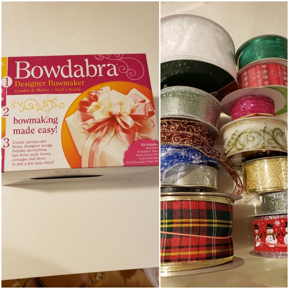 Bowdabra Designer Bowmaker and ribbon LOT